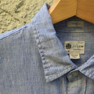 J. Crew Pinstriped Linen Long-sleeved Shirt